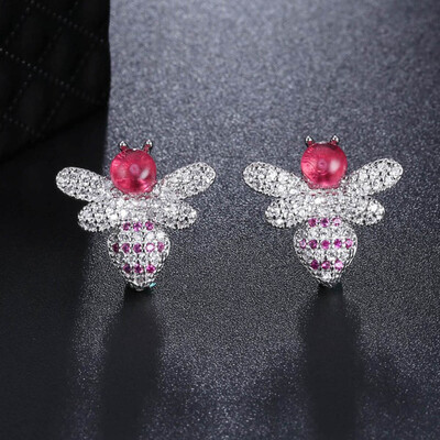 

1Pair Korean Crystal Full Rhinestone Bee Earrings 925 Sterling Silver Stud Earrings Jewelry Earrings Earrings Fashion Jewelry