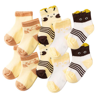 

5 Pairs Soft Cotton Boys Girls Socks Cute Cartoon Baby Mesh Knee-High Socks