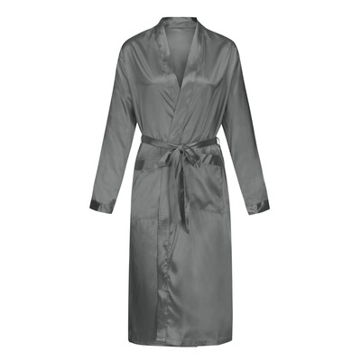 

Toponeto Men Solid Pocket Long Sleeve Silk Pajamas Sleepwear nightdress Nightwear