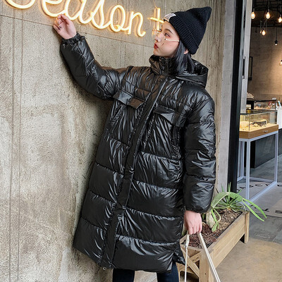 

2018 new womens coat plus fleece thick cotton-padded jacket bright color fashion long style bread jacket down jacket