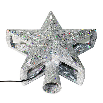 

Siaonvr Christmas Tree Topper LED Star Top Light Projection Lamp Light GoldSilver