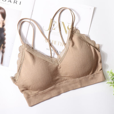 

Women Lace Cross Beauty Back Solid Color Wrapped Chest
