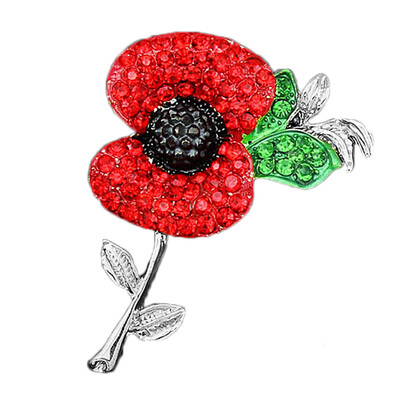 

Fashion Royal British Legion Brooch Diamante Crystal Poppy Flower Brooch Pins