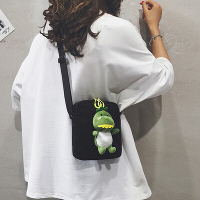 

Cartoon funny small bag female Korean version of the wild cute ugly dinosaur shoulder shoulder Messenger bag foreign girl canvas bag