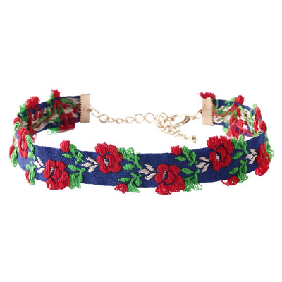 

Women Gift Flower Embroidery Choker Vintage Necklace Jewelry Retro Collar New