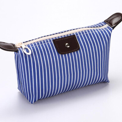 

Dumpling Shape Stripes Waterproof Cosmetic Makeup Purse Wash Bag Organizer Pouch Handbag