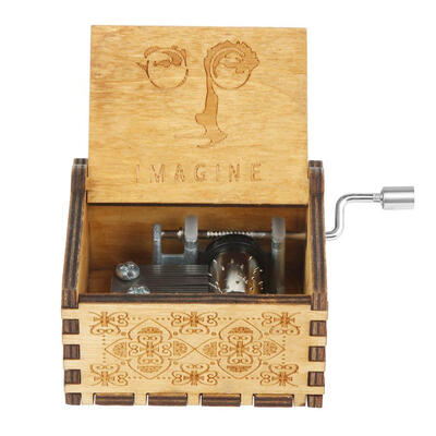

Retro Carved Wood Music Box Hand Crank Antique Music Case Gifts Desk Decor