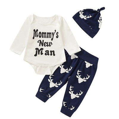 

Toddler Infant Baby Boys Long Sleeve Letters Print Romper Tops Sweatsuit Pants Outfit Set