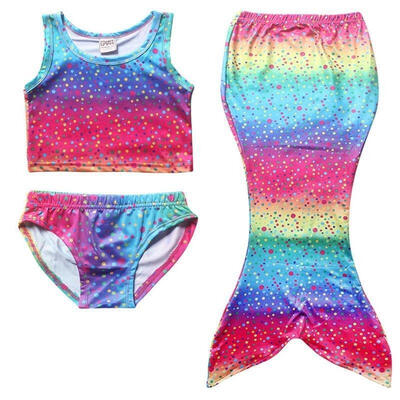 

3pcs Baby Girls Swimmable Mermaid Tail Sea-maid Bikini Sets Swimwear Costumes