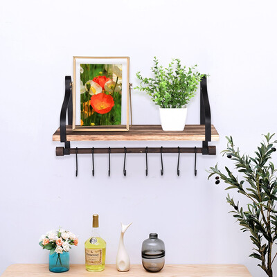 

Gobestart Wall Shelf For Storage Rustic Wood Kitchen Spice Rack With Towel Bar Wall Hooks