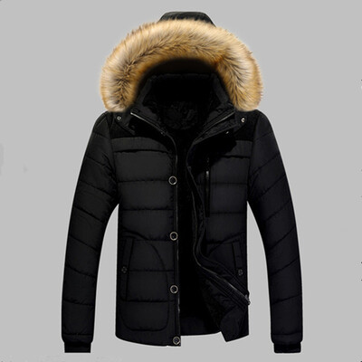 

Mens Winter Hood Coat Padded Jacket Thicken Fur Collar Outdoor Warm Overcoat