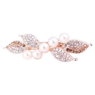 

Elegant Women Faux Pearl Rhinestone Inlaid Bowknot Hair Clips Party Hairpins