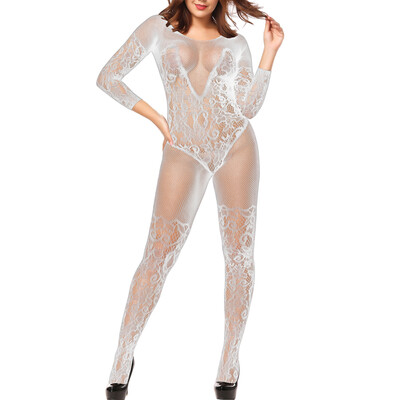 

Ladies Elastic Sexy Slim Fit Lingerie Body Stocking Hollow Lace Fishnet Bodysuit