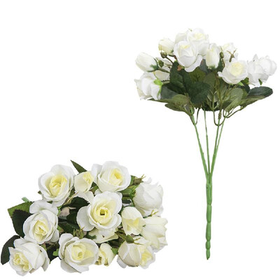 

One Branch Artificial Rose 15 Heads Simulation Faux Flowers Wedding Office Room Decoration Blue