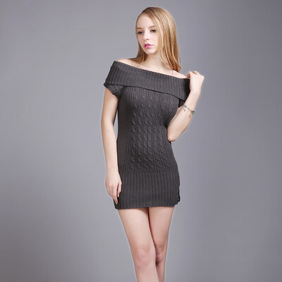 

PREISEI New Spring Autumn Women Casual Elegant Slim Gray O-Neck Sleeveless Knitted Sheath Sweater Dress Vestido Mujer