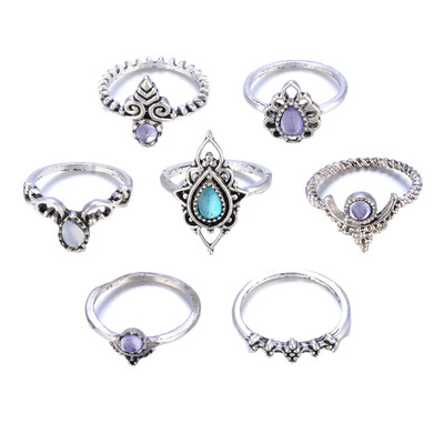 

Bohemian Lady Suit Ring Elephant Hand of Fatima Moon Diamond Carving Ring