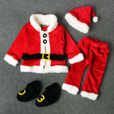 

4PCS Christmas Santa Claus Costume Fancy Kids Baby Suits Xmas Outfits