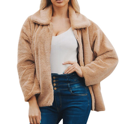

Toponeto Womens Ladies Warm Faux Wollen Coat Jacket Winter Solid Zipper Outerwear