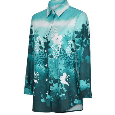 

Women Casual Lapel Long Sleeve Breathable Floral Print Loose Slim Tops Blouse