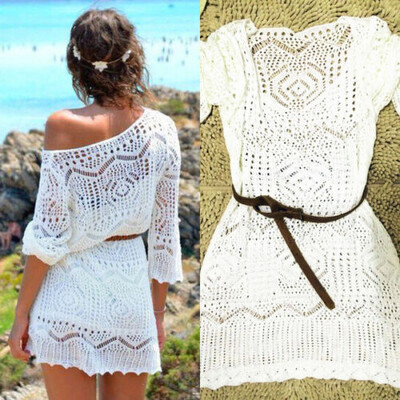 

Summer Women Sexy Bathing Suit Lace Crochet Bikini Swimwear Cover Up Beach Dress