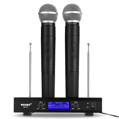 

WEISRE VHF Professional Wireless Microphone System Dual Channel Handhold Dynamic Cardioid Microphones for Karaoke Party Conference