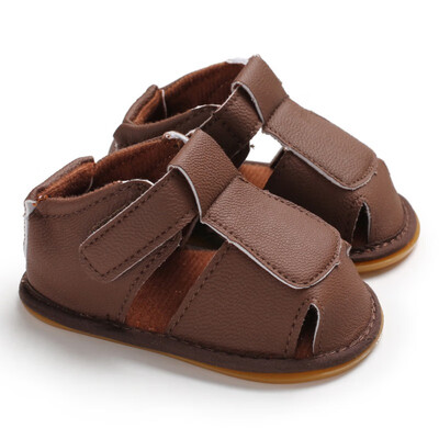 

Baby summer sandals baby boy PU soft rubber bottom solid color fashion toddler shoes for 0-18