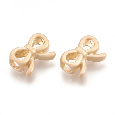 

Alloy European Beads Large Hole Beads Matte Style Bowknot Matte Golden 15x11x7mm Hole 4mm