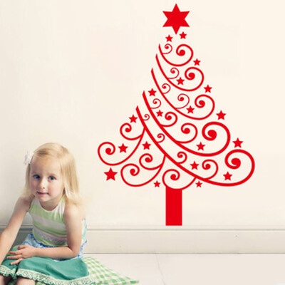 

〖Follure〗Creative Letter Christmas Tree Carved Waterproof can Remove Wall Stickers