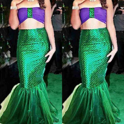 

2pcs Maxi Skirt Bra Women Ladies Mermaid Cosplay Princess Party Dress Costume