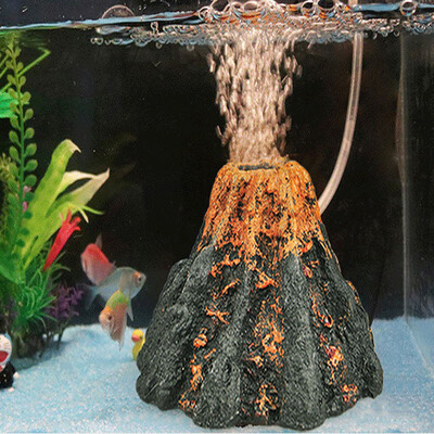 

Siaonvr Aquarium Volcano Shape & Air Bubble Stone Oxygen Pump Fish Tank Ornament Decor