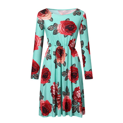

Tailored Womens Plain Long Sleeve Flowy Modest Midi Work Casual Dress Dress