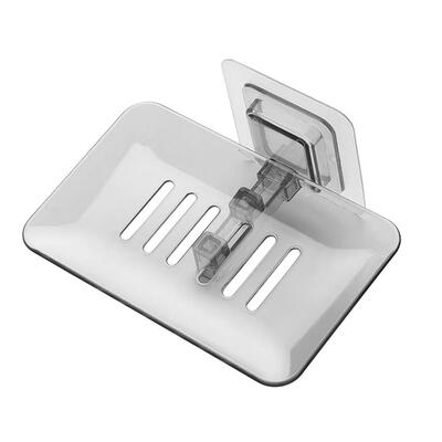 

1 Layer Suction Soap Dish Holder Storage Stand Soap Box Bathroom Organizer