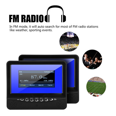 

Greensen 7in LCD Analog TV 20Hz-20KHz PALNTSCSECAM HD Car Analog TV FM Radio Portable TV for Car
