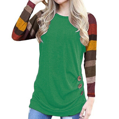 

Nomeni Women Casual Color Block Long Sleeve Button Tunic T-Shirt Blouse Tops BKL
