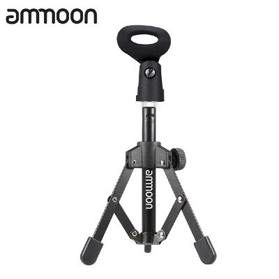 

ammoon MS-12 Mini Foldable Adjustable Desktop Microphone Stand Tripod with MC4 Mic Clip Holder Bracket for Meeting Lectures Podcas