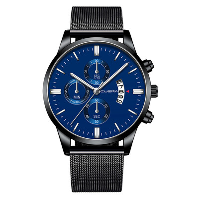 

Gobestart Mens Fashion Sport Stainless Steel Case Leather Band Quartz Analog Wrist Watch