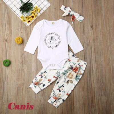 

Newborn Baby Girl Clothes Little Sister Romper Floral Leggings Pants Outfits Set