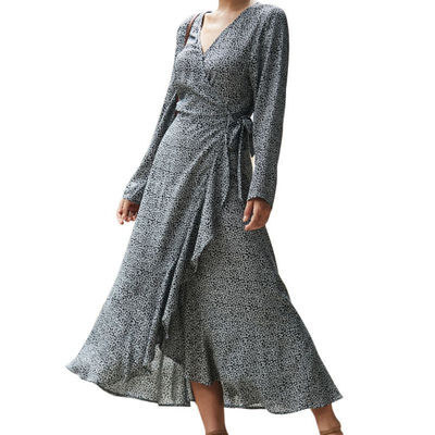 

Women Autumn Stylish Sweet Long Style Slim Fit V-collar Long Sleeve Concise Dress