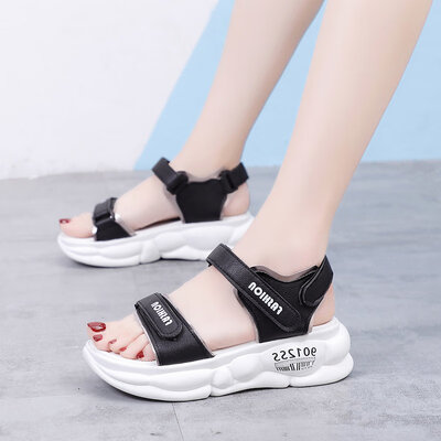 

Sandals summer hook&loop thick bottom ins tide fashion Joker sports fairy wind beach flat bottom