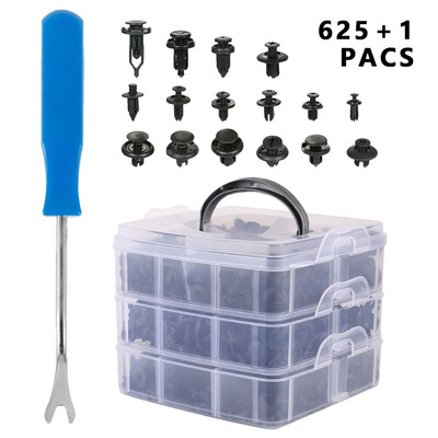 

625Pcs Car Push Retainer Clips & Plastic Fasteners Kit - 16 Most Popular Sizes Auto Push Pin Rivets Set