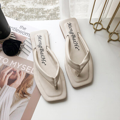 

Slipper women 2019 new summer net red flat bottom flip-flops beach toe fairy wind slippers tide