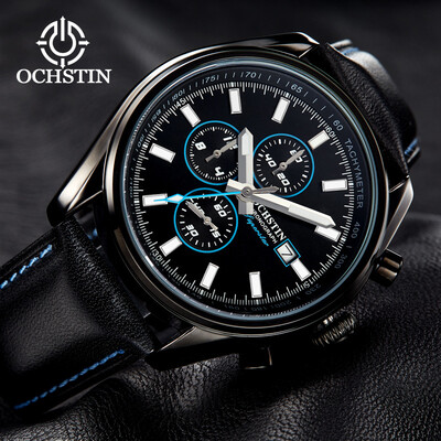 

Augustus OCHSTIN multi-function three-eye running seconds calendar leather belt mens watch mens watch
