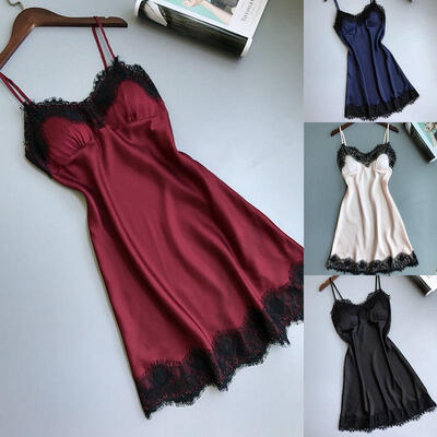 

New Women&39s Satin Silk Sleepwear Pajamas Nightdress Lingerie Night Dress Skirt