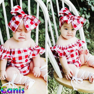 

UK Toddler Infant Baby Girl Plaid Bodysuit Romper Jumpsuit Sunsuit Clothes Set