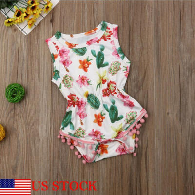 

US Toddler Kids Baby Girls Cactus Romper Bodysuit Jumpsuit Outfit Clothes Set