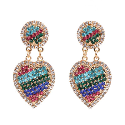 

JURAN Vintage Boho Statement Crystal Heart Drop Earrings Ethnic Antique Heart-shaped Jewelry Birdal Wedding Party Accessories