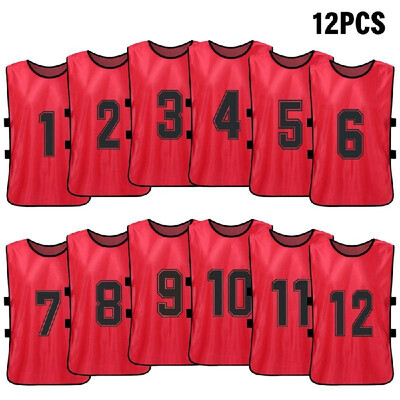 

12 PCS Adults Soccer Pinnies Quick Drying Football Team Jerseys Youth Sports Scrimmage Soccer Team Training Numbered Bibs Practice