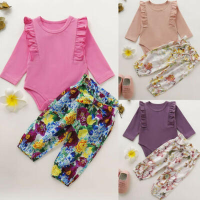 

Cute Newborn Fashion Infant Baby Girl Long Sleeve Romper Bodysuit Pants Outfit