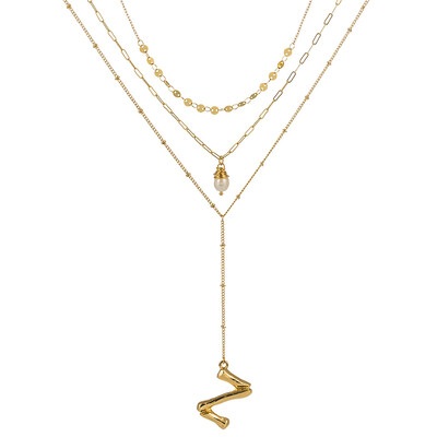 

Gold Color Initial natural freshwater pearl Necklace Personalized Letter Necklace Jewelry For Women Accessories Girlfriend Gift