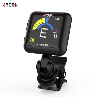 

AROMA AT-102 Rechargeable Rotatable Clip-on Electronic Tuner Color Screen with Built-in Battery USB Cable for Chromatic Guitar Bas